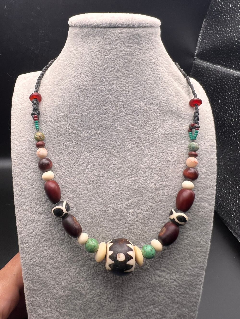 Vintage boho tribal style beaded choker necklace natural festival beach ethnic